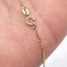 Yellow 9ct Gold Ladies Fine Figaro Link Necklace Jewellery Chain 375 - 24inch