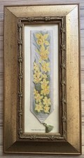 Vintage Framed Daffodil Woven Silk Bookmark Weavers Cash’s of Coventry 13x6.75”