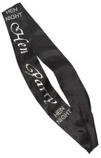 Hen Night Bride To Be Party Black Silver Diamante Satin Sash