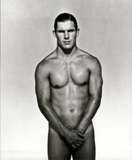 1989 Vintage HERB RITTS Handsome Male Nude Man Duotone Photo Engraving Art 11x14