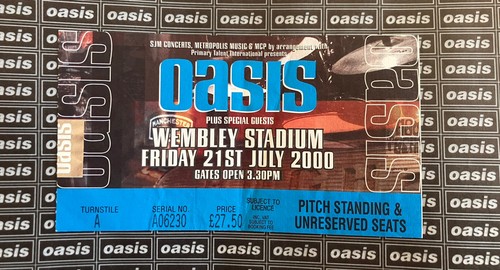 Oasis wembley ticket 2000 - wembley,