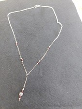 925 Silver And Garnet Y Shaped Necklace