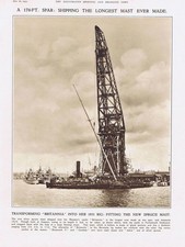 New Spruce Mast for The Yacht 'Candida' at Portsmouth - Vintage Print 1931