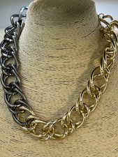 Big chunky gold tone/silver tone large link chain necklace bling 80s statement