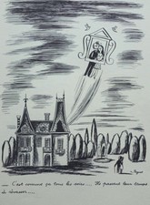 Raymond Peynet: The Dreamers, Humorous Engraving Signed, 1943