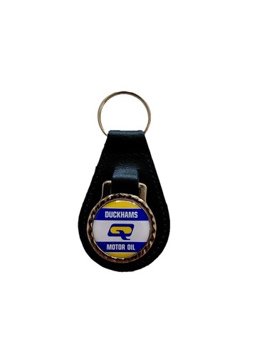 Black leather keyring fob - black,