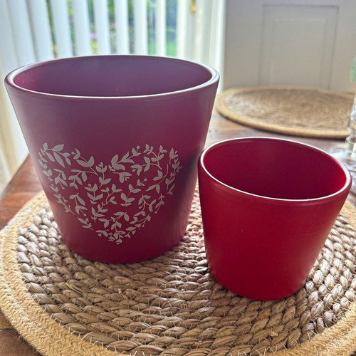 2pc red ceramic flower plant - ceramic, flower/plant