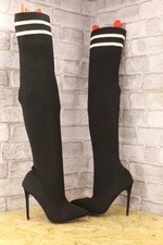 BLACK FABRIC STRETCHY THIGH