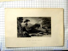 Original Old Antique Print