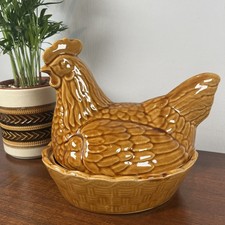 Vintage Pottery Hen On Nest