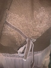 ESCADA  silk/wool/cashmere embellished ribbon & lace cardigan  barely worn S/M