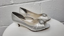 Touch Ups Pleated Ivory Wedding Shoes Peep Toe Low Heel Embellished Size Uk6. PB