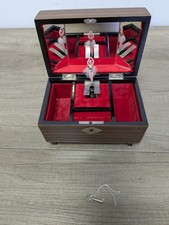 Vintage Wooden Musical Jewellery Box, Wind Up Mechanism With Its Key - See Video