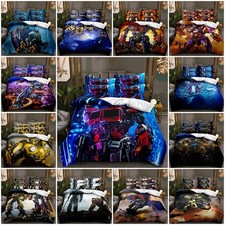 3D Transformers Bedding Set Quilt Duvet Cover Pillowcase Bedroom Single Double