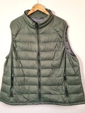 M&S Gilet Size 4XL Khaki Green Down Feather Puffer Bodywarmer Stormwear Pockets