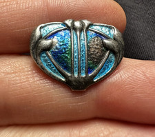 Antique CH Chester Hallmark Enamel(some Lost) Charles Horner Sterling Brooch