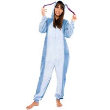 Disney Eeyore Sleepsuit Adults Womens M L XL XXL Pyjamas Hooded Blue Zip Up