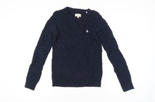 Jack Wills Womens Blue Cable-Knit Cotton Jumper UK 10