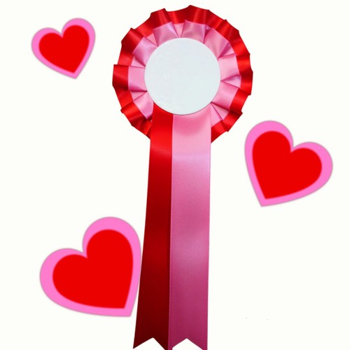 Pink and red rosette dog - pink, show