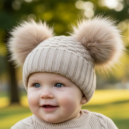 Beige pom baby - pom, girl