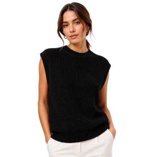 Ladies knitted jumper vest - ladies,