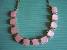 Vintage Pink Themoset Lucite Link Choker Necklace 17"