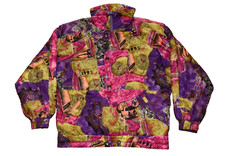 RODEO (Vintage C & A) Ninety Eight Colourful 1/2 Zip Ski Jacket + Hood Unisex XS