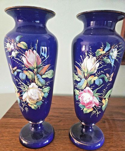 Vintage hand painted cobalt