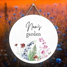 Nan's Garden Floral Giftware Home Decor Wooden Circle Hanging Plaque