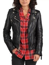 Women’s Black Genuine Leather Biker Jacket Moto Style Slim Fit Classic Rider