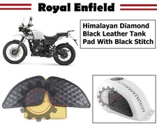 Fit For Royal Enfield "Himalayan Diamond Black Leather Tank Pad & Black Stitch"