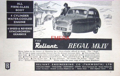 Reliant 3 wheeler - 'mk.iv', 3-wheeler