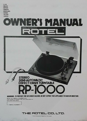 Rotel 1000 stereo - rotel, rp-1000