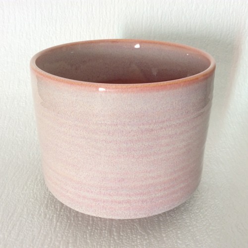 Pink ceramic cachepot planter