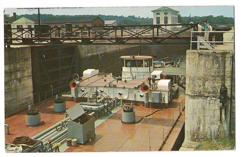 River barge leaving - river,