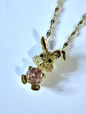 Gold Plated Pink Crystal Rabbit Neclace (#55)