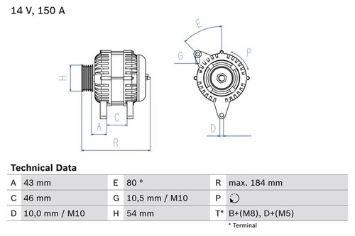 Bosch car alternator 12v fits - bosch,