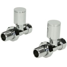 Designer Bathroom Radiator Valves Chrome Heated Towel Rail Pair Straight Angled