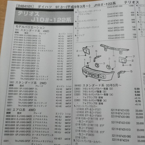 Parts guide daihatsu terios - daihatsu,