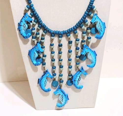 Vintage wood bead necklace - vintage,