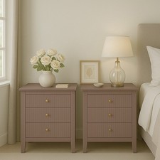 Pair of Taupe Three Drawer
