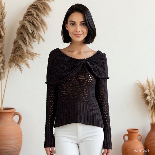 Boho jumper brown open - brown,