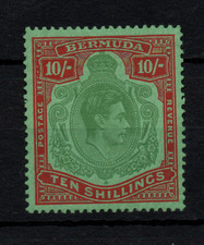 Bermuda 1938 10/- green & dp
