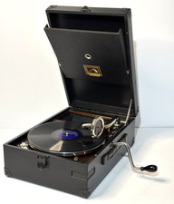 HMV Portable Gramophone Model 101 1920s Wind Up Record Player -His Masters Voice