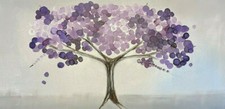 Stunning Original Contemporary Textured Purple/Plum/Silver Blossom Tree canvas  