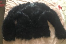 ladies shaggy black jacket size 10-12 BNWOT