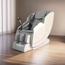 Flex Cream & Grey - Zero Gravity Full Body Massage chair Foot 5auto airbag Heat