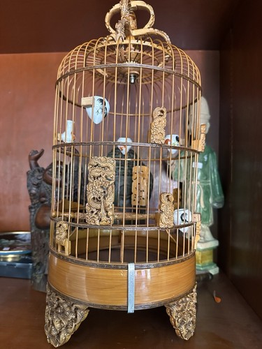 Fancy bird cage with bamboo - a,