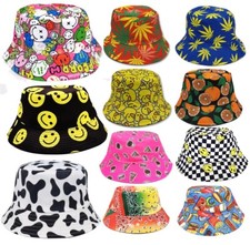 Bucket Hat Festival Summer Design Fishing Bucket Hat Cap Beanie Bright Cotton