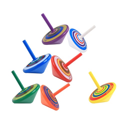 14pcs wooden spinning tops - wooden,